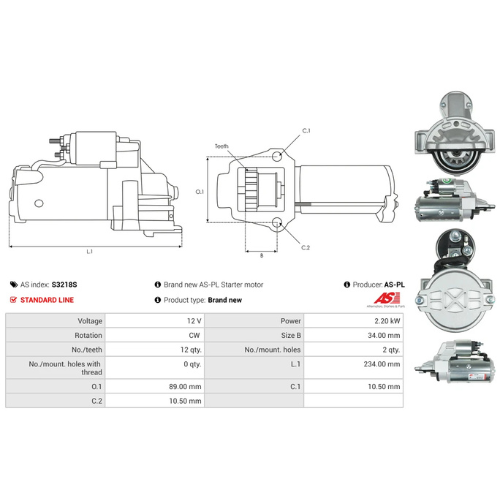 Starter Motor Fits Ford Model TOURNEO CUSTOM V362 Bus (F3) 2.2 TDCi