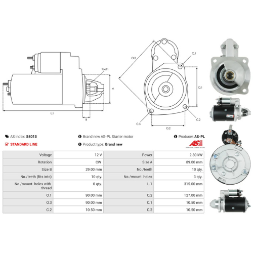 Starter Motor Fits Massey Ferguson Model MF 3655 711