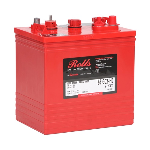 Rolls S6GC2-HC Series 4000 and 4500 - 6 Volt, 3 Cell Polypropylene Container Battery 6V 235Ah, 3 Years Warranty
