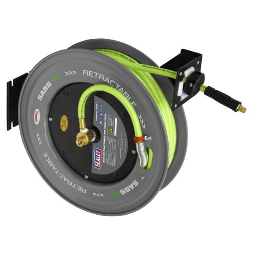 Sealey SA85HV 20m Retractable High-Visibility PVC Air Hose with Steel Reel 10mm ID