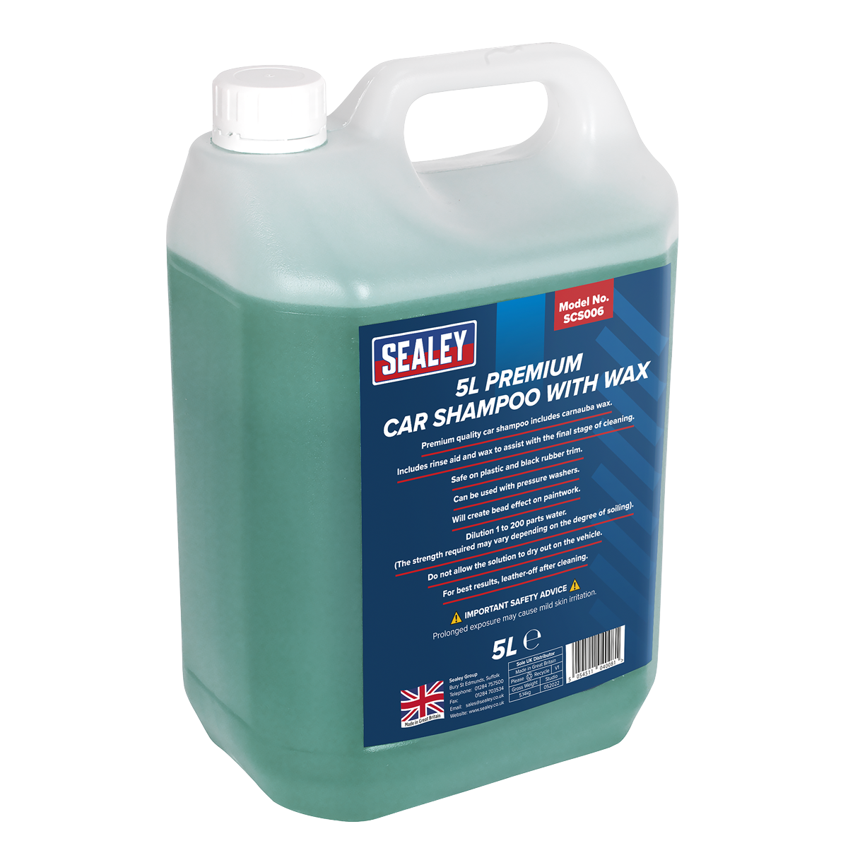 Sealey SCS006 Premium Car Shampoo with Carnauba Wax 5L