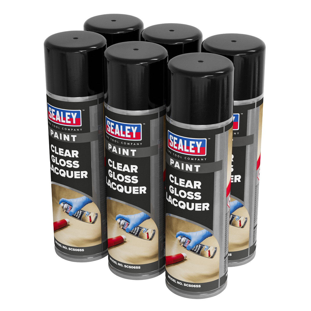 Sealey SCS065 Gloss Lacquer 500ml Clear Pack of 6