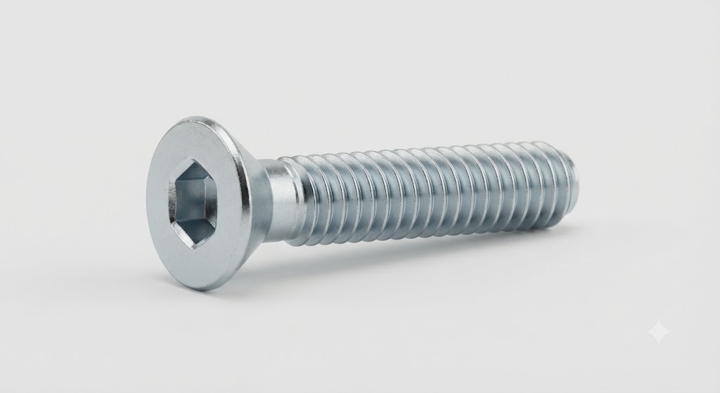 PCL SPR7302/08 Countersunk Head Screw, M5 x 12mm long, Hexagon Drive, Steel Plated