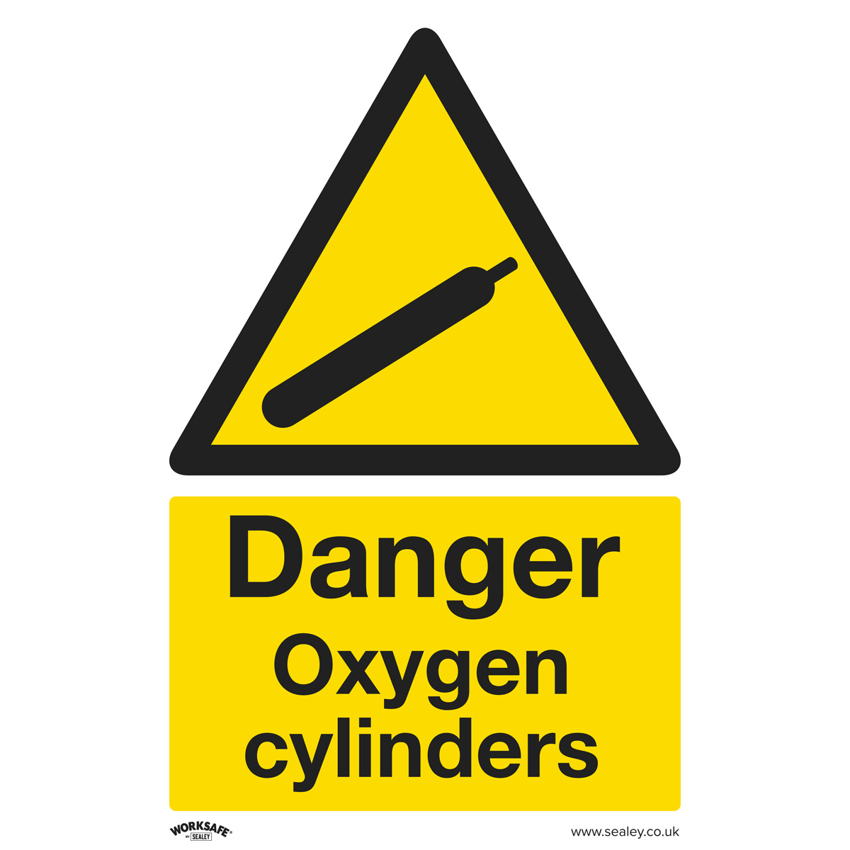 Sealey Warning Safety Sign - Danger Oxygen Cylinders - Rigid Plastic