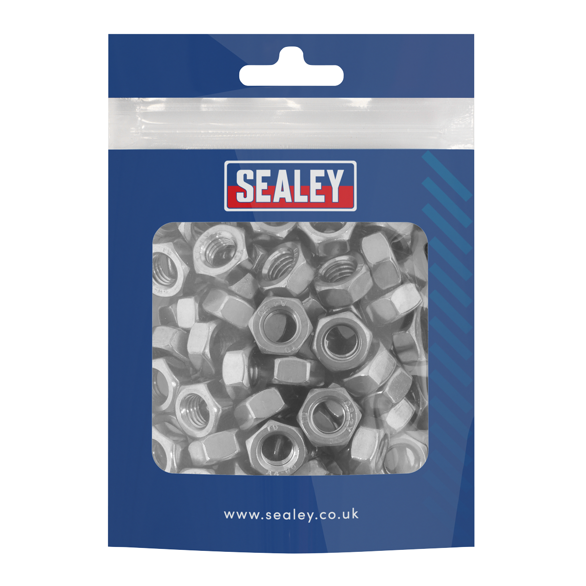 Sealey SS8 A2 Stainless Steel Full Nut M8 x 1.25mm Pitch DIN 934 Pack of 100