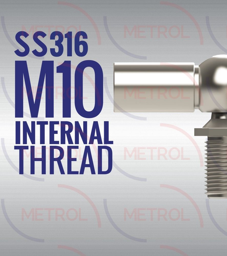 SSB15 Stainless Steel 316 Ball Joint End Fitting with 10mm Thread