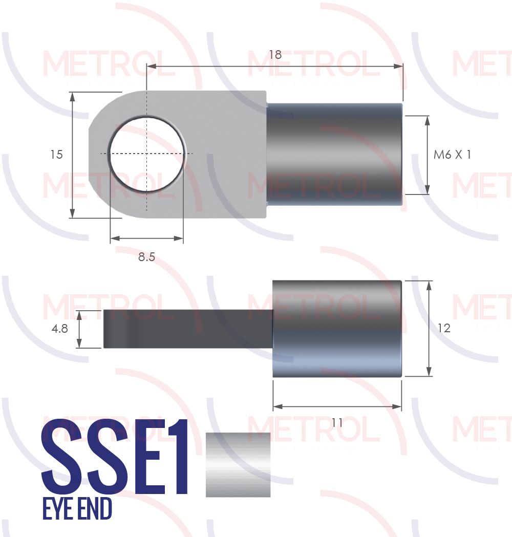 SSE1 Stainless Steel 316 Eye End Fitting with 6mm Thread