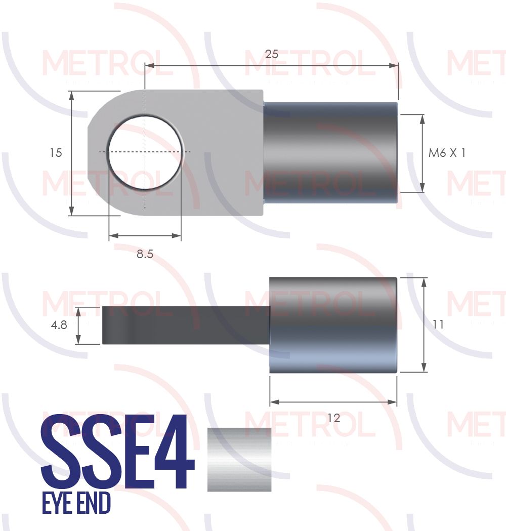 SSE4 Stainless Steel 316 Eye End Fitting with 6mm Thread
