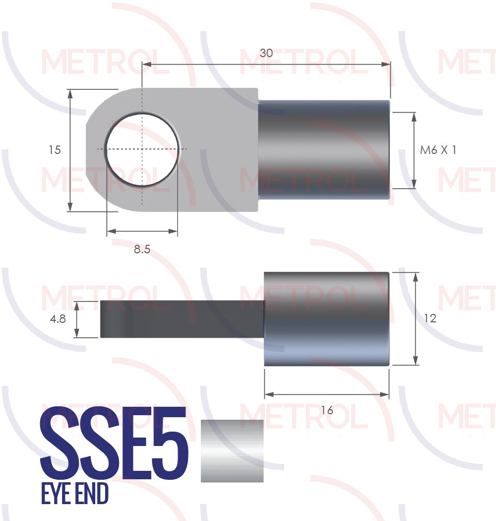 SSE5 Stainless Steel 316 Eye End Fitting with 6mm Thread