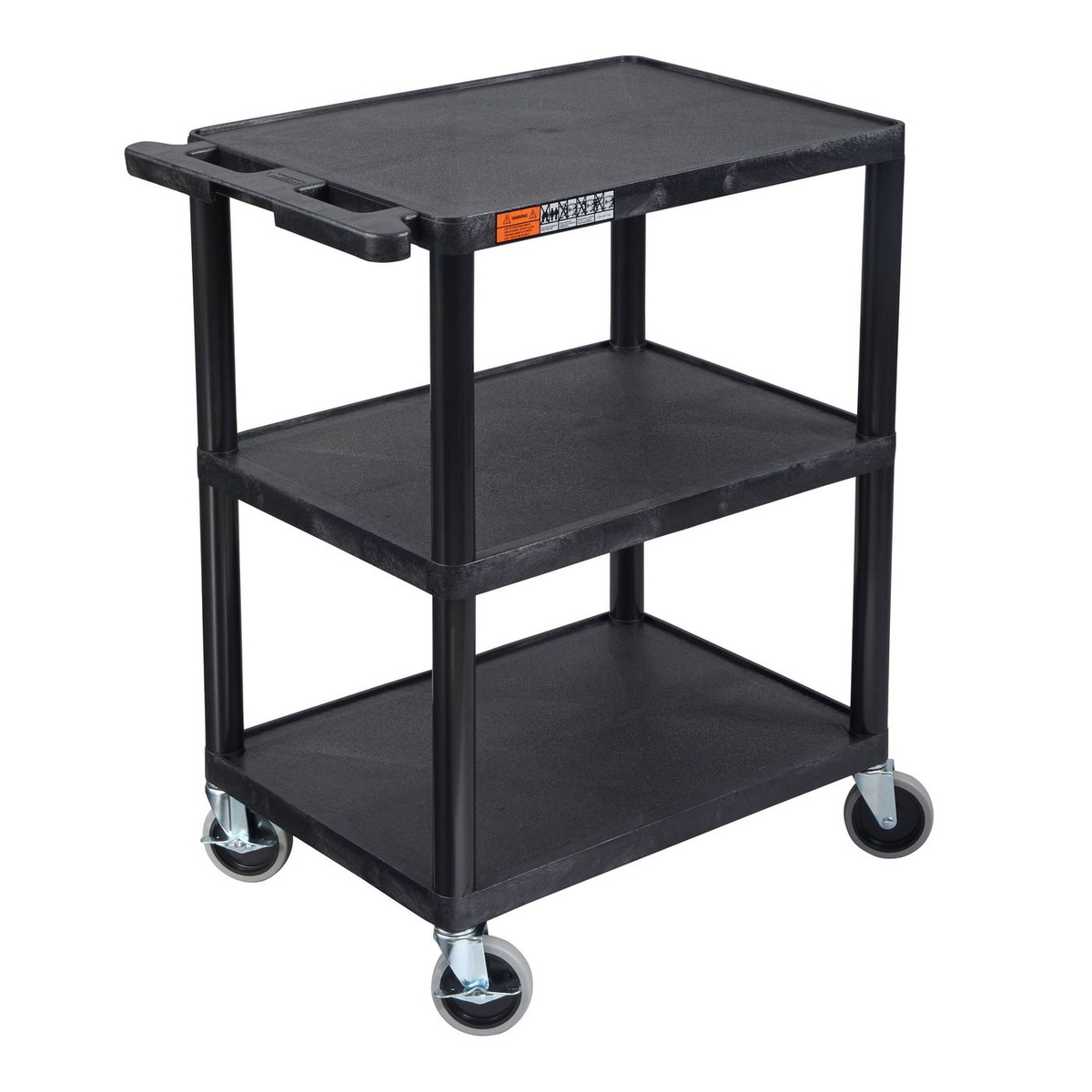 Luxor Endura 3-Shelf Utility Cart Flat Shelves - STC222-B