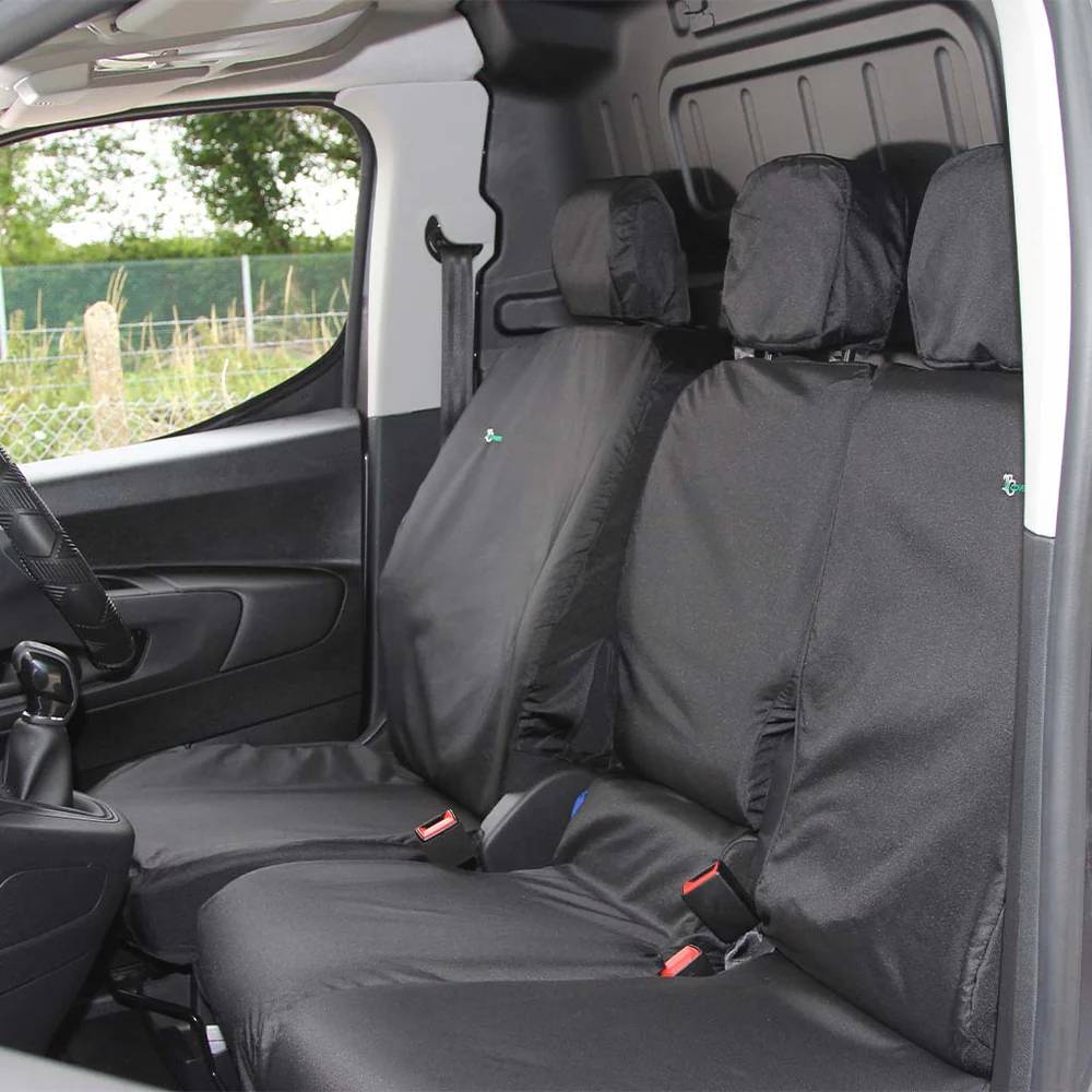Fiat Doblo 2022 Front Seat Cover Set, Double Passenger, Black - TA4799+TA4812 - Town & Country