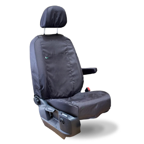 Seat Cover For Volkswagen Caddy 2022 Onwards Driver Seat With Knee Support - Black, Town & Country - TA8117