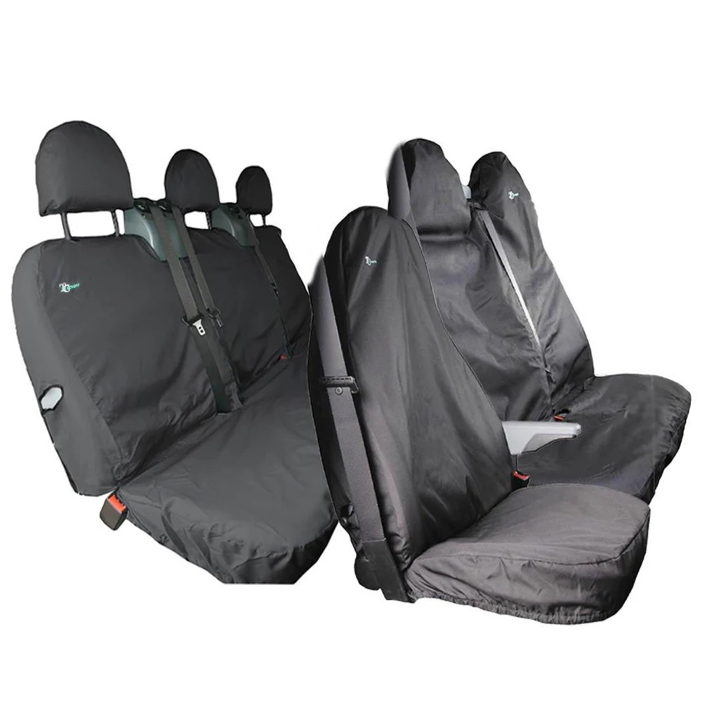 Ford Transit Pre-2013 Front & Rear Fixed Double Bench Seat Cover Set, Black - TRSBLK+TRDBLK+TRCBLK - Town & Country