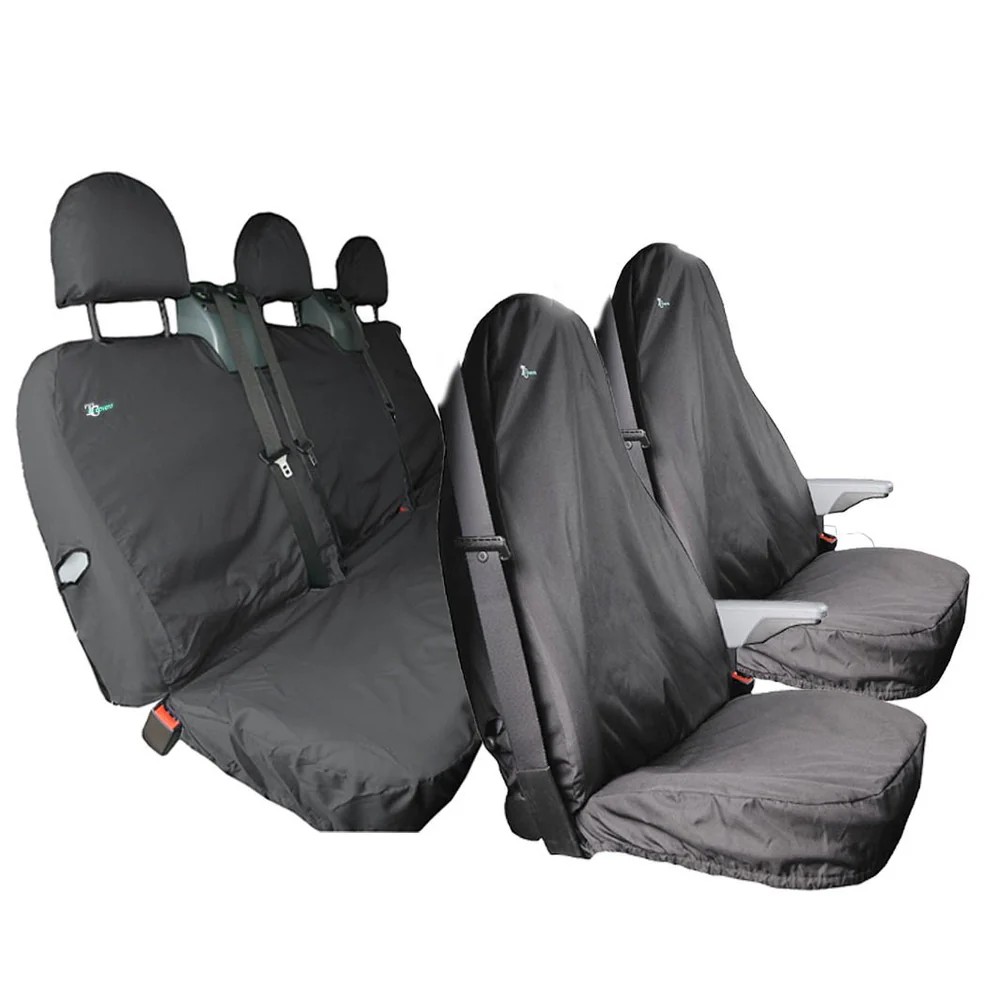 Ford Transit Pre-2013 Front & Rear Single Passenger Seat Cover Set, Black - TRSBLK+TRSBLK+TRCBLK - Town & Country