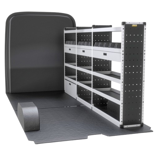 Trade Van Racking - Fiat Ducato 2006 Onwards, Wheelbase Length L3, Roof Height H2, Gold Package, Driver's Side, Van-Guard - TVR-G-007-OS-Fiat-Ducato-L3-H2