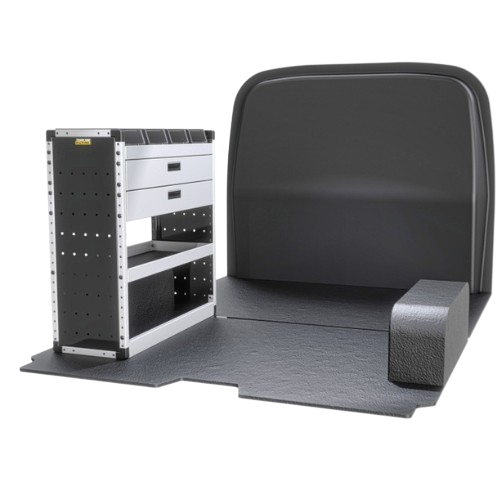 Trade Van Racking - Ford Transit Custom 2023 Onwards, Wheelbase Length L1, Roof Height H1, Gold Package, Passenger's Side, Van-Guard - TVR-G-008-NS-Ford-Transit-Custom-L1-H1