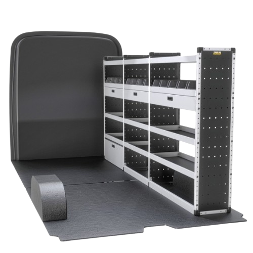 Trade Van Racking - Volkswagen Crafter 2017 Onwards, Wheelbase Length L4, Roof Height H3, Gold Package, Driver's Side, Van-Guard - TVR-G-012-OS-Volkswagen-Crafter-L4-H3
