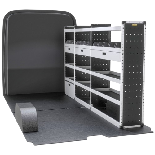 Trade Van Racking - Ford Transit 2014 Onwards, Wheelbase Length L3, Roof Height H2, Gold Package, Driver's Side, Van-Guard - TVR-G-013-OS-Ford-Transit-L3-H2