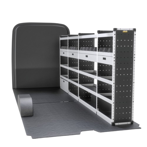 Trade Van Racking - Mercedes Sprinter 2018 Onwards, Wheelbase Length L3, Roof Height H2, Gold Package, Driver's Side, Van-Guard - TVR-G-015-OS-Mercedes-Sprinter-L3-H2