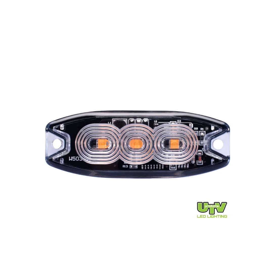 3 LED Slimline Surface Mount Strobe Amber - UTV Products, UTV606