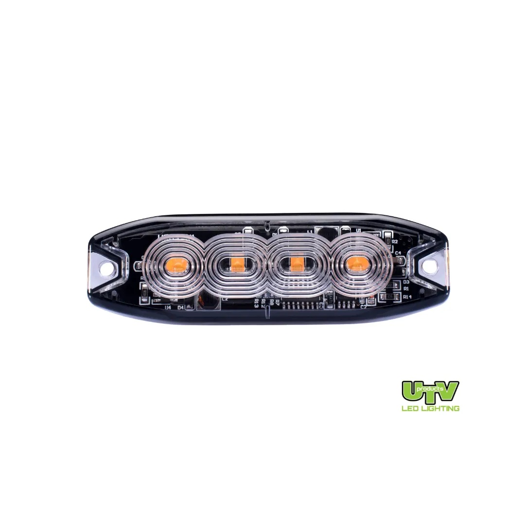4 LED Slimline Surface Mount Strobe Amber - UTV Products, UTV607