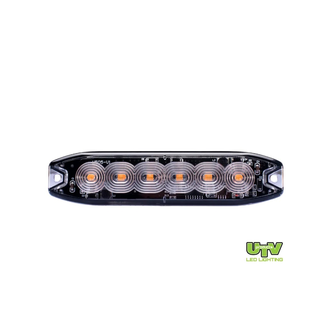 6 LED Slimline Surface Mount Strobe Amber - UTV Products, UTV608