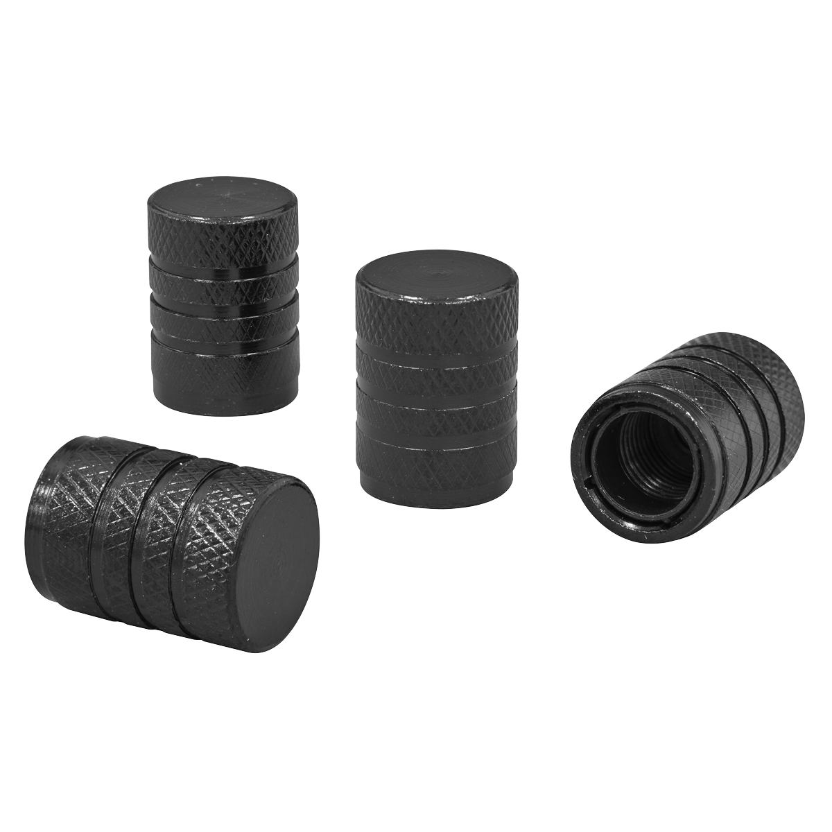 Sealey VCB4 Aluminium Valve Caps Black Anodised 4pc
