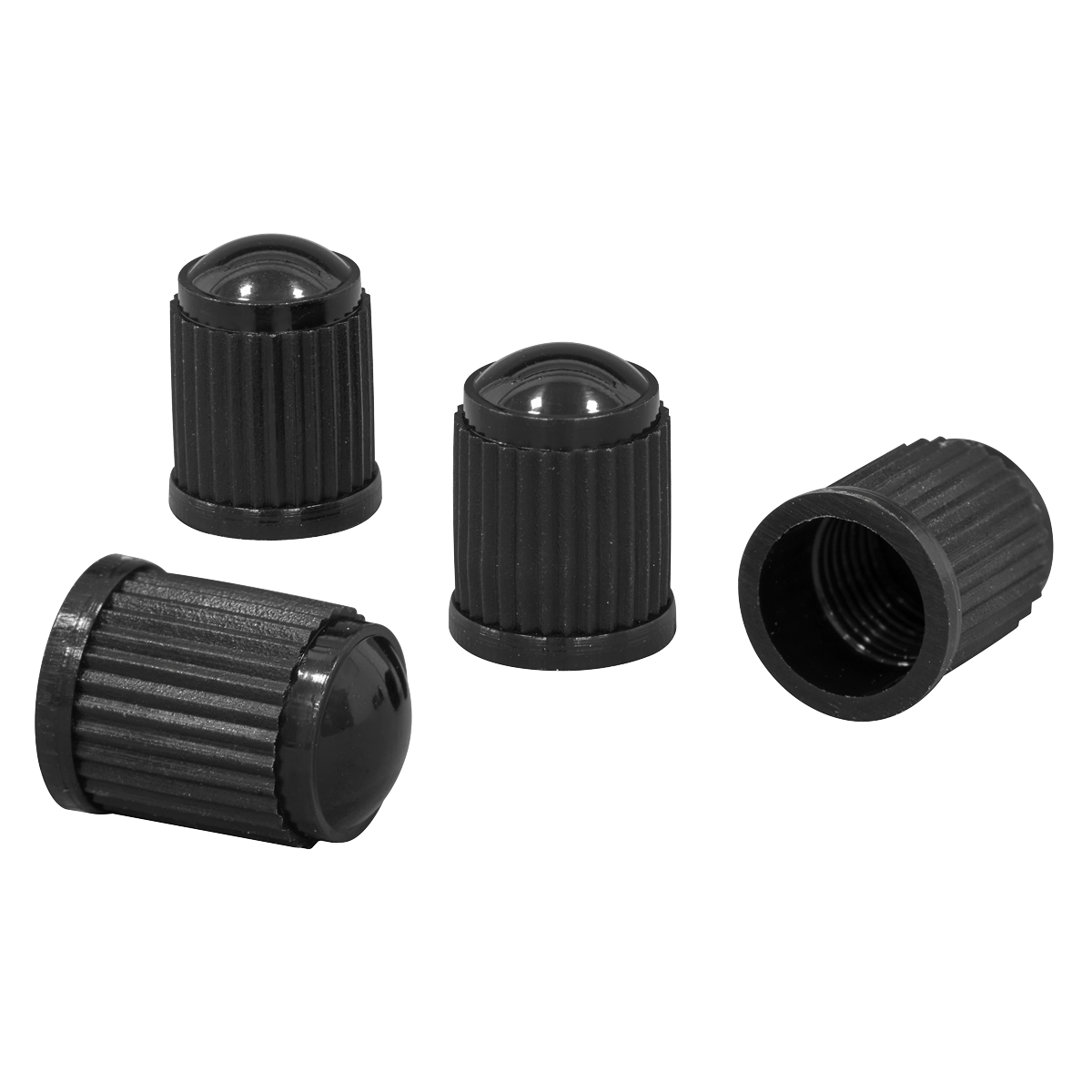 Sealey VCP4 Plastic Valve Caps Black 4pc