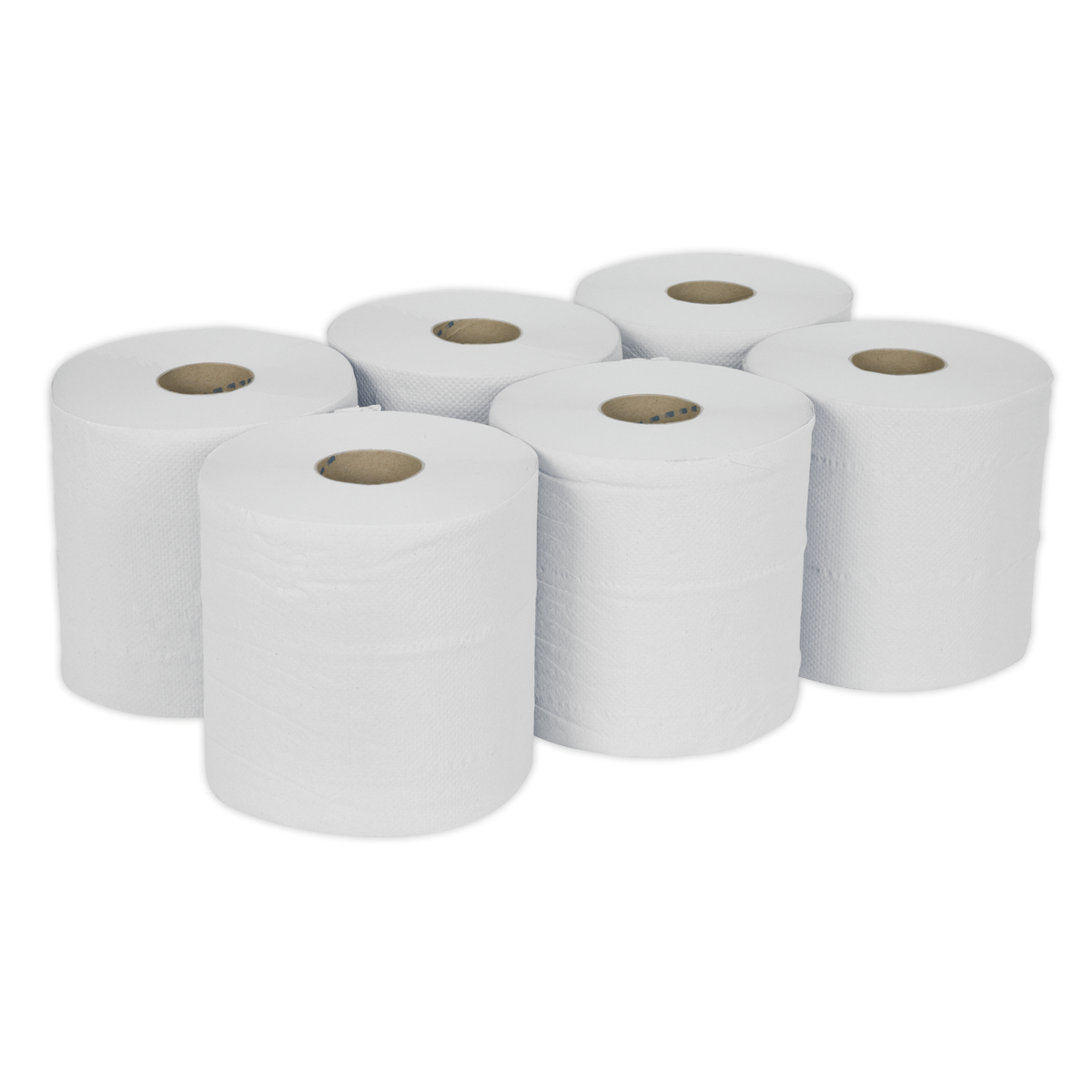 Sealey WHT150 Paper Roll White 2-Ply Embossed 150m Pack of 6