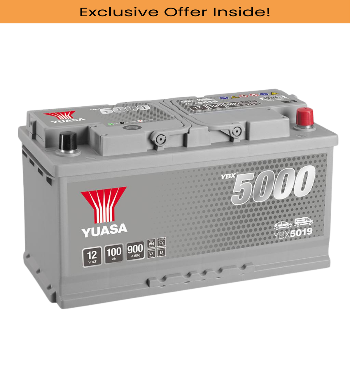 Yuasa YBX5019 100Ah 900A Silver High Performance Battery