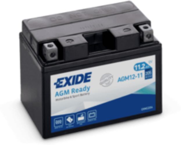 EXIDE - AGM12-11 - Factory Sealed Motorcycle Battery -12V 11Ah