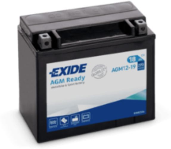 EXIDE - AGM12-19 - Factory Sealed Motorcycle Battery -12V 18Ah