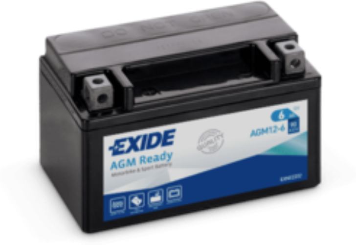 EXIDE - AGM12-6 - Factory Sealed Motorcycle Battery -12V 6Ah