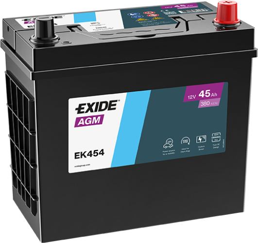 Exide EK454 Micro-Hybrid AGM Car Battery -12V 45Ah, 3 Years Warranty