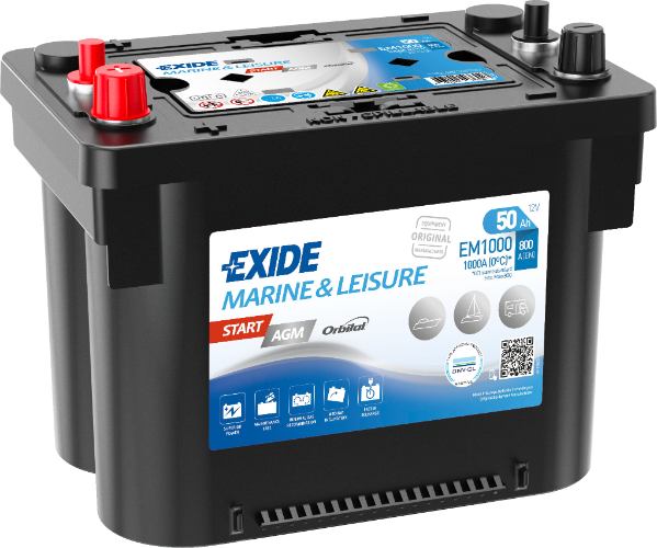 Exide EM1000 Maxxima AGM Battery -12V 50Ah, 2 Years Warranty