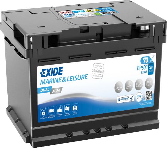 EXIDE - EP500 - DUAL AGM - Superior Battery -12V 60Ah