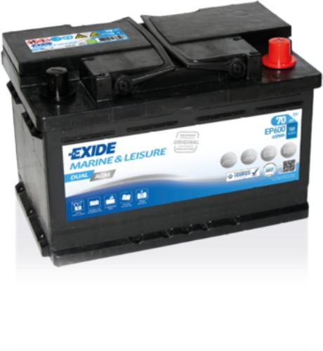 EXIDE - EP600 - DUAL AGM - Superior Battery -12V 70Ah