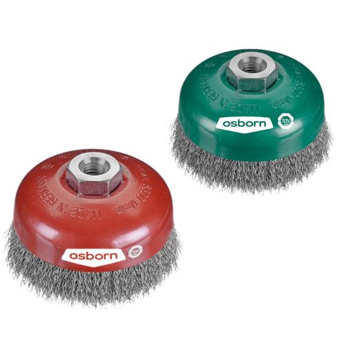 Cup Brush - 100mm Dia, Crimped Steel Wire 0.50mm, M14 Thread, Osborn, 0002613194