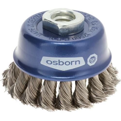 Cup Brush - 65mm Dia, Knotted Stainless Steel Wire 0.35mm, Single Packing, M14 Thread, Osborn, 0002608331
