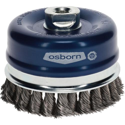 Cup Brush - 100mm Dia, Knotted Steel Wire 0.50mm, Single Packing, M14 Thread, Osborn, 0002608154