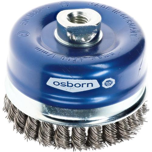 Cup Brush - 100mm Dia, Knotted Steel Wire 0.80mm, Single Packing, M14 Thread, Osborn, 0002608184