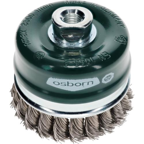 Cup Brush - 80mm Dia, Knotted Stainless Steel Wire 0.50mm, Single Packing, M14 Thread, Osborn, 0002608353