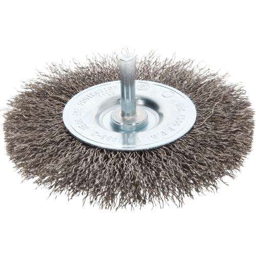 Wheel Brush - Ø100x12mm, Shank 6mm, Crimped Stainless Steel Wire 0.30mm, Galvanized Armature, Osborn - 0088600521