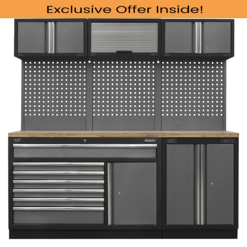 Sealey APMSSTACK11W Superline Pro 2.04m Storage System - Pressed Wood Worktop