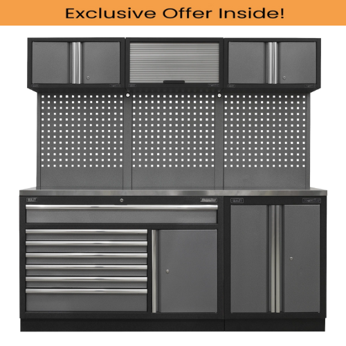 Sealey APMSSTACK11SS Superline Pro 2.04m Storage System - Stainless Steel Worktop