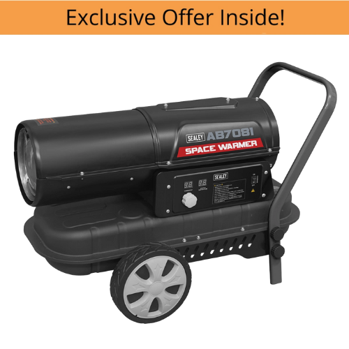 Sealey AB7081 Space Warmer® Paraffin/Kerosene/Diesel Heater 70,000Btu/hr with Wheels