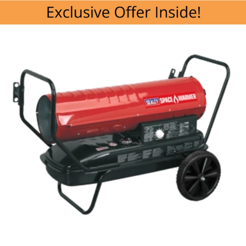 Sealey AB1008 Space Warmer® Paraffin/Kerosene/Diesel Heater 100,000Btu/hr with Wheels