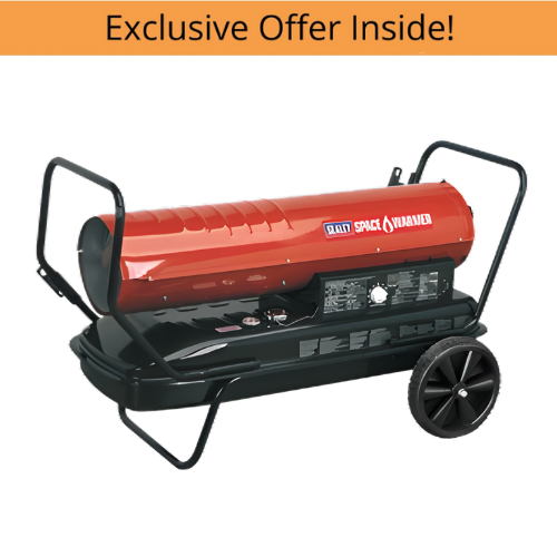 Sealey AB1758 Space Warmer® Paraffin/Kerosene/Diesel Heater 175,000Btu/hr with Wheels