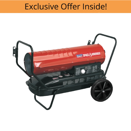 Sealey AB1258 Space Warmer® Paraffin/Kerosene/Diesel Heater 125,000Btu/hr with Wheels