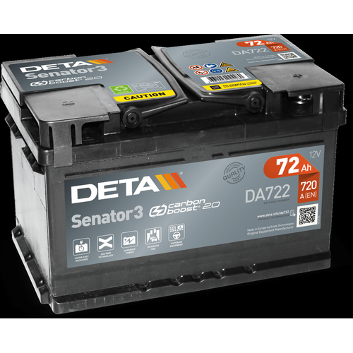 Deta DA722 Premium Car Battery 12V 72Ah Type 100, 5 Years Warranty